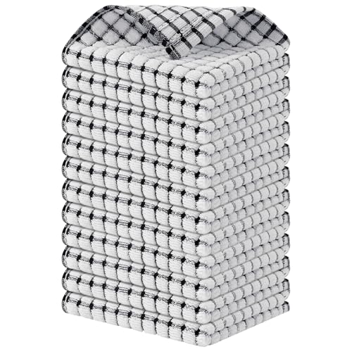 Kitinjoy Cotton 12 Pack Terry Kitchen Dish Cloths, Black - color: Black, size: 12 X 12 - 12 Pack