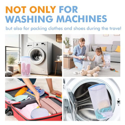 2 Pack Shoes Wash Bags,Shoe Washing Machine Bag,shoe laundry bag for washing machine，Honeycomb Mesh Laundry Bags with Zipper for Sneakers,Running Shoes,Sock,Bras,Delicates and Toys（14 in x 7.8 in）