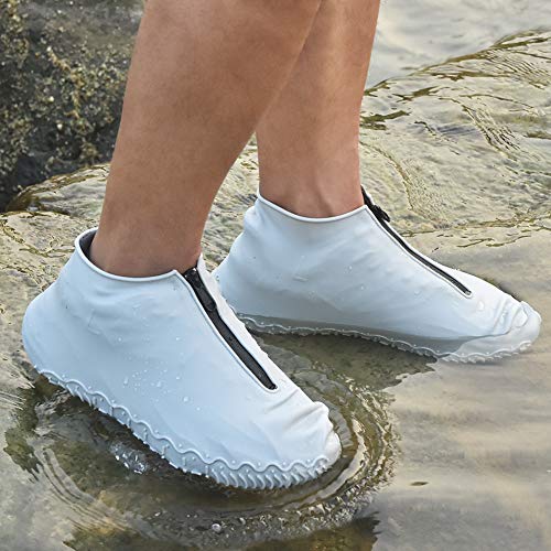 Shiwely Waterproof Shoe Covers, Silicone Reusable Shoe Cover Non-slip Durable Zipper Elastic Rain Cover Protection for Men Women (XL (Women 11-13, Men 9.5-13), Grey) - color: Grey, size: XL (Women 11-13, Men 9.5-13)
