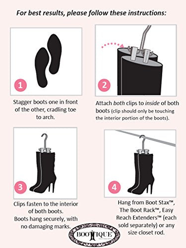 Boottique Add-on Boot Hangers - SET OF 6 Only - Holds, Shapes, & Protects Most Styles of Boots (6 Original Silver Hangers) - color: 6 Silver Hangers Add-on