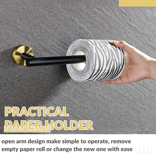 APLusee Toilet Paper Holder, Black & Gold, 304 Stainless Steel - color: Black & Gold