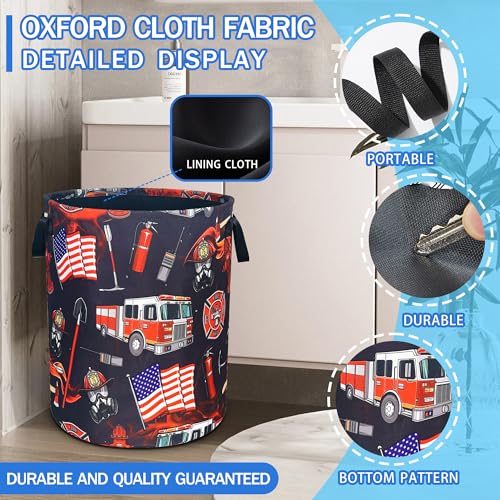Fire Truck Fireman Laundry Basket Foldable Oxford Cloth 18.9 x 16.5 Inch - color: Fire Truck Fireman