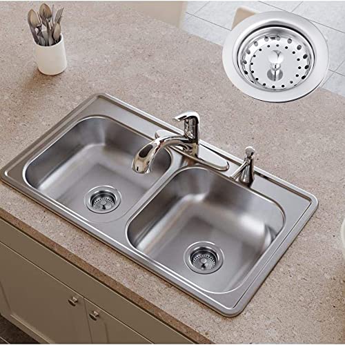 Artiwell 2-Pack Kitchen Sink Basket Strainer and Stopper, 3-1/2” Kitchen Drain Assembly with Strainer and Sink Stopper, Kitchen Sink Strainer with Stopper, Chrome Plated - color: Chrome Plated