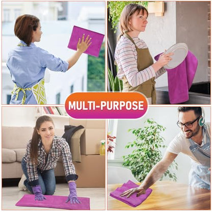 Newwiee 3 Pcs Extra Large Microfiber Cleaning Cloth - color: Purple