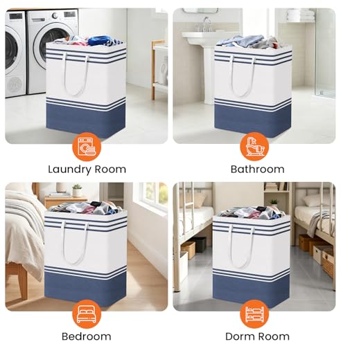 TranquilRelax 3-Pack Laundry Basket, Laundry Hamper, Blue-125L - color: Blue, size: 125L