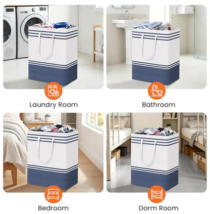 TranquilRelax 3-Pack Laundry Basket, Laundry Hamper, Blue-125L - color: Blue, size: 125L