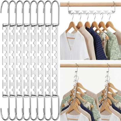 HOUSE DAY 10.5 Inch Closet Space Saving Wardrobe Clothing Magic Hangers Oragnizer Heavy Chrome Hangers, Updated Hook Design Pack of 8 - size: 8 Pack