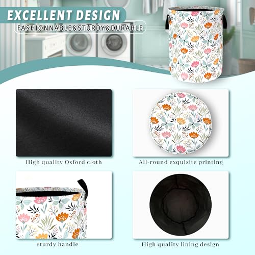 Beautiful Floral Laundry Basket Oxford Cloth Foldable Hamper 18.9x16.5Inch - color: Cute Floral Beautiful Flowers