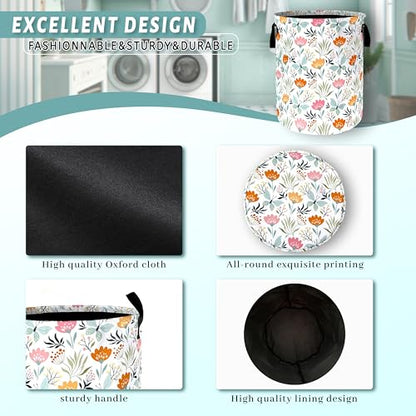 Beautiful Floral Laundry Basket Oxford Cloth Foldable Hamper 18.9x16.5Inch - color: Cute Floral Beautiful Flowers
