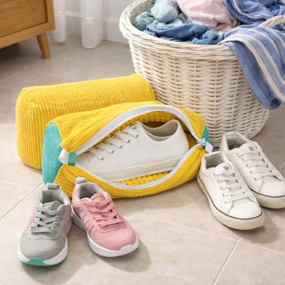 Shoe Washing Machine Bags with Hidden Zipper, 360° Clean Shoe Bag Sneaker - color: Yellow