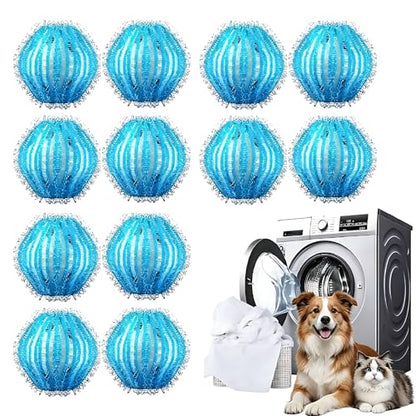 12Pcs Reusable Laundry Hair Remover Balls, Pet Hair Remover for Washing Machine, Effectively Cat Dog Fur Lint Catcher, Laundry Lint Remover Balls for Bedding, Clothes, Sofa Covers (Light Blue) - color: Light Blue