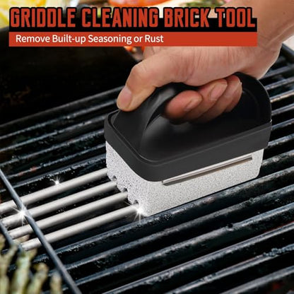 Griddle Cleaning Kit for Blackstone, Heavy-Duty Scraper & Ergonomic Handles - color: 12pcs Orange