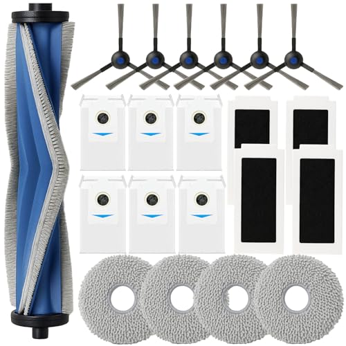 Replacement Parts Accessories Kit Compatible with ECOVACS DEEBOT T30S/ T30S Pro Robot Vacuum Cleaner 1 Roller Brush,6 Side Brushes,4 Hepa Filters,4 Mop Pad,6 Dust Bags