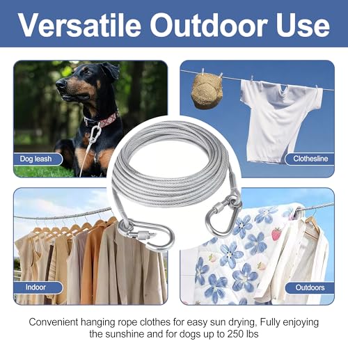 1/5'' Outdoor Clothesline,Heavy Galvanized Steel Cable,33ft - size: 33ft