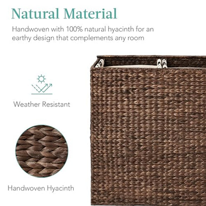 Best Choice Products Large Laundry Hamper with Lid, Natural Handwoven Hyacinth Laundry Basket, W/Removeable & Washable Liner Bag, Portable, Handles, 30 Gallon (114 liters) - Espresso - color: Espresso, size: Large, 114L