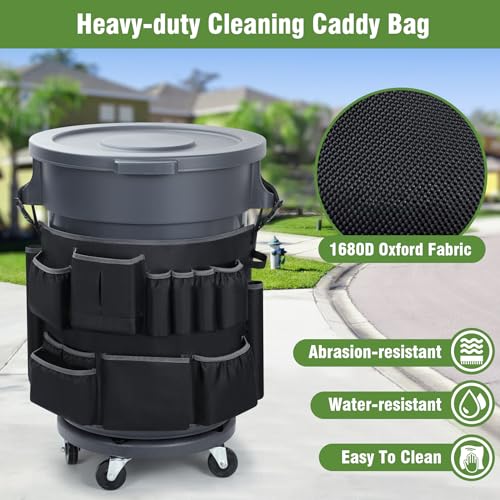 Trash Can Caddy Bags Fit 32-55 Gallon Garbage Bins, Garbage Bin Caddy Bag Organizer with Multi-Pockets, Organizer For Cleaning, Maid, & Janitorial Duty, Cleaning Caddy Bag Only