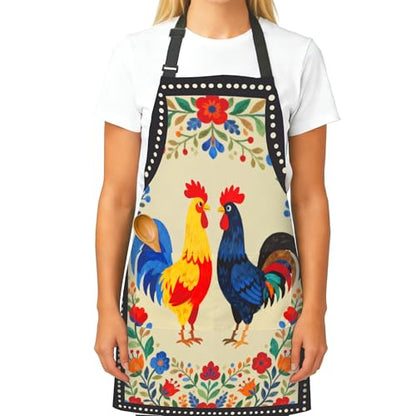 Adjustable Baking Aprons for Women - Cooking Aprons for Women with Pockets, Perfect for Baking Cooking Gradening - color: Chicken-2