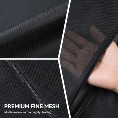 OTraki 2 Pack Mesh Laundry Bags with SAB Zipper, Black 20×24 Inch Washing Machine Bag with 4 CM Elastic Band, Reusable Lingerie Fine Mesh Wash Bag for Travel, Home and Storage - size: 20×24 Inch