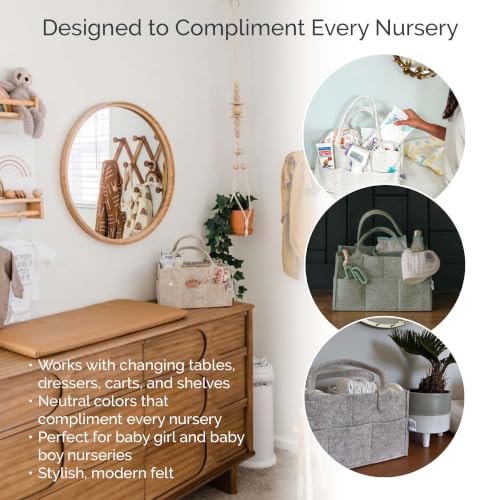 Parker Baby Co. Felt Diaper Caddy Organizer - Regular, Oatmeal - color: Oatmeal (Heathered Brown), size: Regular