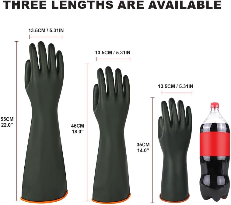 North Tower Heavy-Duty Latex Chemical Resistant Gloves,Long Rubber Gloves ﻿ - size: 22”（2 pair）