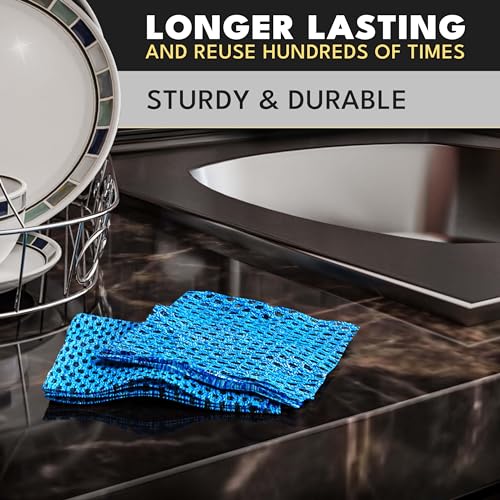 Non Scratch Dish Scrubbers for Cleaning Dishes (12 PK) - Reusable Kitchen Sponge - Replace Dish Sponges for Washing Dishes - Best Household Scrubbing Pad & Alternative Dishwashing Scrub Pads Supplies - color: Blue 12 Pk