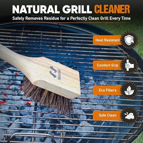 All-Natural Wooden Grill Brush and Grill Cleaner | Works as Scraper Tool for Tough Grill Residue | Bristle-Free Grill Brush for Outdoor Grill | Safe Grill Rescue Brush and BBQ Cleaner