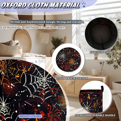 Spider Web Laundry Basket Oxford Cloth Foldable Hamper 18.9x16.5 Inch - color: Colorful Spider Web pattern