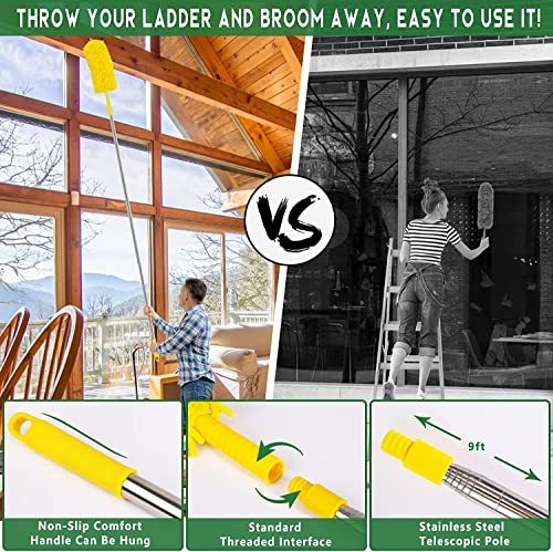 17FT Extendable Duster, 2-9 ft Extension Pole for High Ceilings
