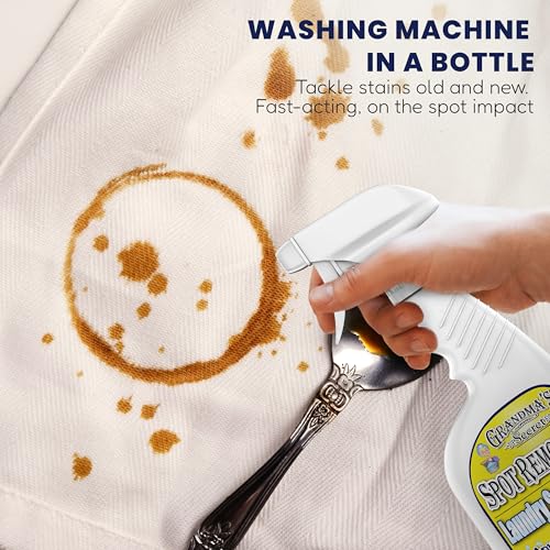 Grandma's Secret Spot Remover Laundry Spray - Chlorine, Bleach and Toxin-Free Fabric Stain Remover for Clothes - Removes Oil, Paint, Blood and Pet Stains - 16 Oz, 2 Pack - size: 16.00 Fl Oz (Pack of 2), style: Spot Remover