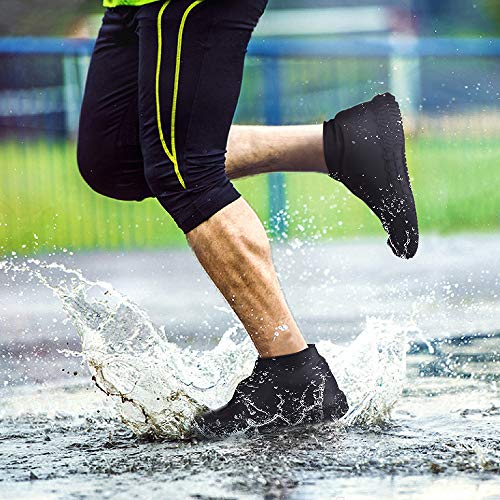 Shiwely Silicone Waterproof Shoe Covers, Upgrade Reusable Overshoes with Zipper, Resistant Rain Boots Non-Slip Washable Protection for Women, Men (L (Women 7.5-10.5, Men 6.5-9), Black) - color: Black, size: L (Women 7.5-10.5, Men 6.5-9)