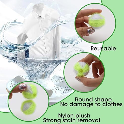 12Pcs Reusable Laundry Hair Remover Balls, Pet Hair Remover for Washing Machine, Effectively Cat Dog Fur Lint Catcher, Laundry Lint Remover Balls for Bedding, Clothes, Sofa Covers (White-Green) - color: White-green