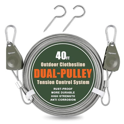 Vigorport Outdoor Retractable Clothesline, Portable Travel Clothes Line - size: 40Ft