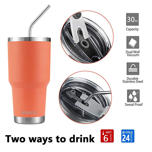 D·S 30oz Orange Tumbler Double Wall Vacuum Insulated Travel Coffee Mug - color: Orange