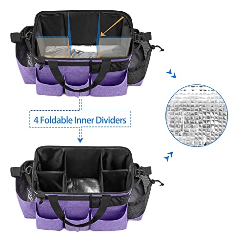 LoDrid Wearable Cleaning Caddy Bag with 4 Foldable Dividers, Purple - color: Purple