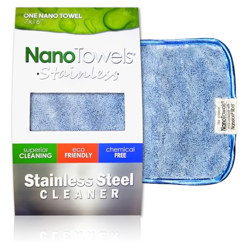 Nano Towels Stainless Steel Cleaner | The Amazing Chemical Free Stainless Steel Cleaning Reusable Wipe Cloth | Kid & Pet Safe | Blue 7x16 (1 pc) - color: Blue With Black Trim