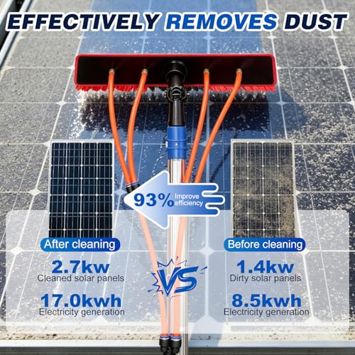 35FT Water Fed Pole Kit Adjustable Solar Panel Cleaning Kit Cleaner Tool for Window Glass Roof Outdoor Glass Brush Window Washing Equipment