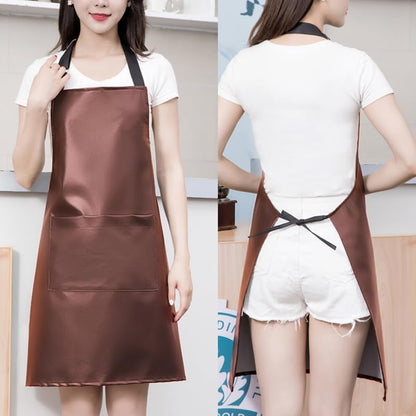 eywlwaar PU Waterproof Apron with One Big Pocket Adjustable Oil Proof Apron for Kitchen Dishwashing Cooking 29.92"x 26.77" - color: Coffee-2packs