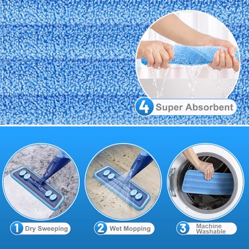 Microfiber Hardwood Floor Mop - Spray Mop with 4 Washable Pads - color: Dark Blue