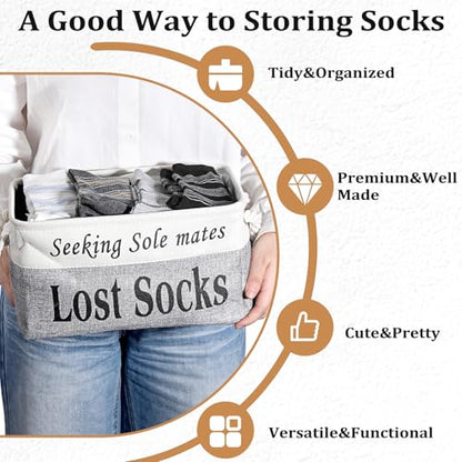 Lost Socks Basket for Laundry Room, Fabric Missing Sock Holder, Gray - color: Grey