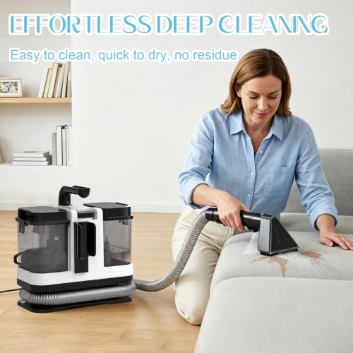 18Kpa Carpet Cleaner Machine, Portable Carpet and Upholstery Cleaning Machine, Deep Cleaning for Rugs, Couch, Car Interiors Stains, Pet & Family Friendly, 120V (WHITE) - color: WHITE