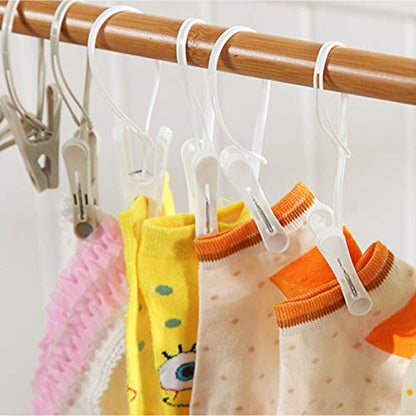 Clothes Pins 24pcs,Cute Sturdy Small Mini Clothes Pins with Plastic Rope - color: White,pink,gray-24pack