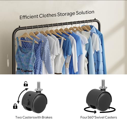Simple Trending Clothing Rack, Portable Garment Rack, Clothes Rack, Black - color: Black, size: 14.75"D x 43.5"W x 54.25"H