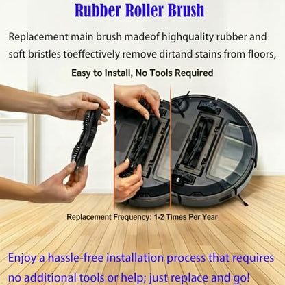 Roller Brush Replacement for iHome Autovac Nova S1 Pro Robot Vacuum - color: Black