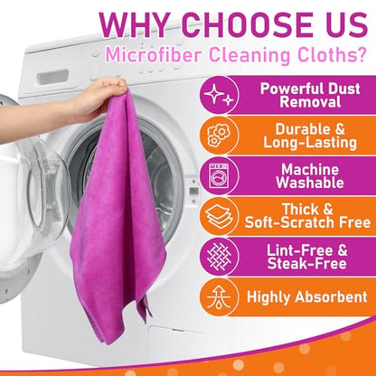 Newwiee 3 Pcs Extra Large Microfiber Cleaning Cloth - color: Purple