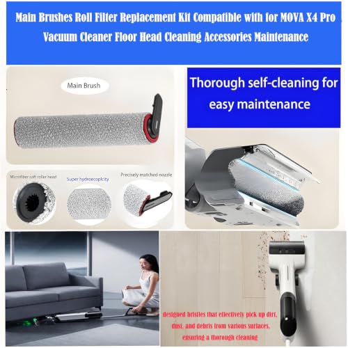 Replacement Accessories Kit for Mova X4 Pro Wet Dry Vacuum Cleaner : - color: 4 pack Replacement Parts For Mova X4 Pro Robot Vacuum