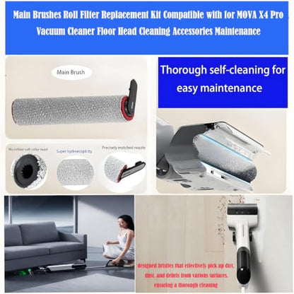 Replacement Accessories Kit for Mova X4 Pro Wet Dry Vacuum Cleaner : - color: 4 pack Replacement Parts For Mova X4 Pro Robot Vacuum