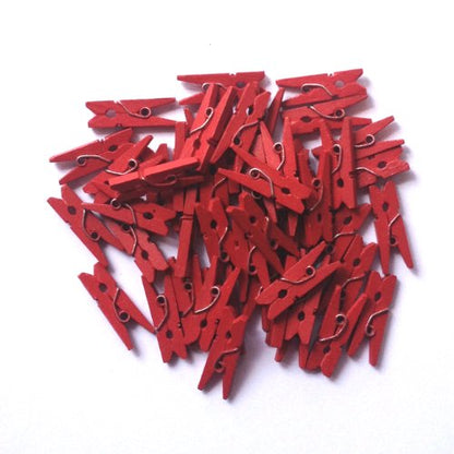 LWR CRAFTS Wooden Mini Clothespins 200 Per Pack 1" 2.5cm (Red) - color: Red