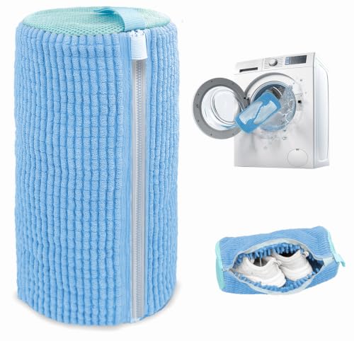 Shoe Washing Machine Bag,Laundry Shoe Bag for Washer and Dryer,Reusable Shoe Cleaning Bag for Sneakers,Tennis Shoes,With Self-locking Zipper, Microfiber Inside,Include Shoe Bag (Lite Blue - 1 Pack) - color: Lite Blue - 1 Pack