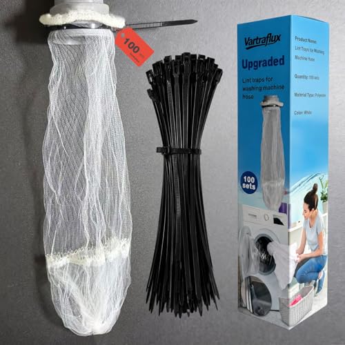 100 Pack Upgraded Lint Traps for Washing Machine Hose with Double-Layer Bottom Filter - Pet Hair Remover & Drain Hose Filter to Prevent Clogs, Universal Laundry Lint Snare for Washer