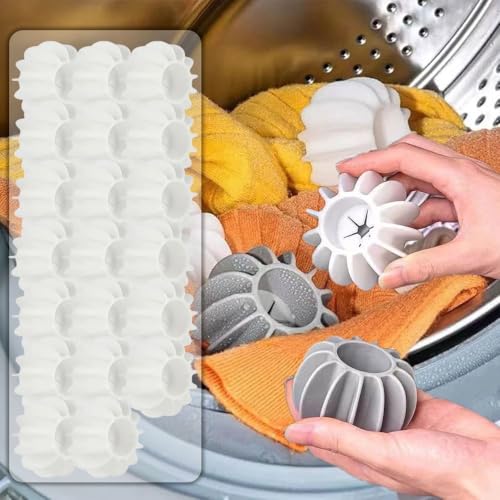 20Pcs/Set Silicone Laundry Balls Reusable Anti-Winding Clothes Floating Lint Cleaning Ball Home Washing Machine Accessory,White 3x4.3cm